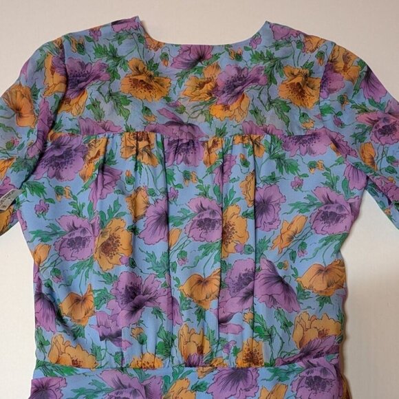 Veronica Beard Dress Sean Floral Printed Ruched Mini 100% Silk Size 4 - Picture 13 of 16